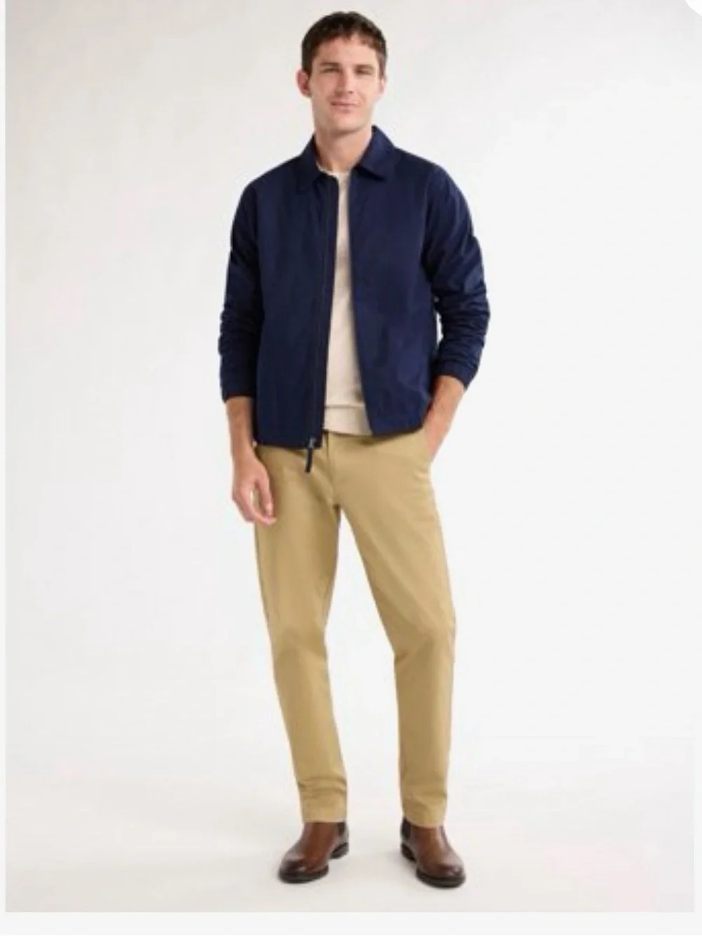 Men's Zip-Front Bomber Jacket in Navy
